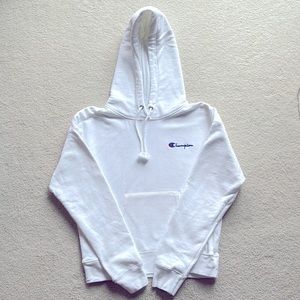 Womans Champion Reverse Weave White hooded sweatshirt. Size Small.